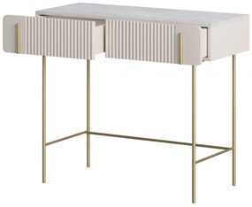 Toaletka Malmi 100 cm z szufladami - kaszmir / crema bianca / złote nóżki