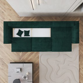 Masseno Narożnik TOLMO z funkcją spania i pojemnikiem na pościel Narozniki L, Rozkładana sofa - Butelkowa zieleń, TILIA 39
