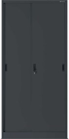 Biurowa szafa metalowa z drzwiami przesuwnymi KUBA, 900 x 1850 x 400 mm, antracytowa