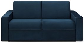 Kanapa 3-osobowa z ekspresowym mechanizmem rozkładania z weluru CALITO - Granatowy - Wymiary miejsca do spania: 140 cm - Materac 22 cm z pamięcią kształtu