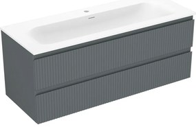 Mexen Rivel szafka łazienkowa 120 cm z umywalką Vela, 2 szuflady, ryflowana , grafit mat/biała mat - 91A20-12047-2-BFF66-W23M