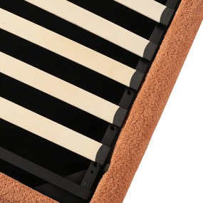 Łóżko Tapicerowane 160x200 cm ROSSO ze Stelażem i Pojemnikiem Dwuosobowe Boucle Rude