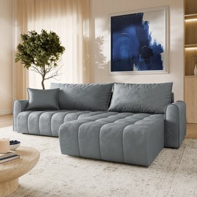 Masseno Narożnik FRIGA z funkcją spania i pojemnikiem na pościel Narozniki L, Rozkładana sofa - Szary, MONOLITH 85