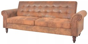 Rozkładana pikowana brązowa sofa - Image