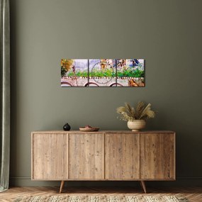 Obraz - Obraz olejny przedstawiający miasto (z zegarem) (90x30 cm)