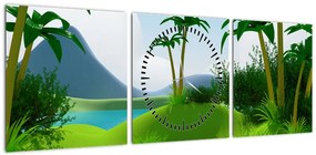 Obraz - Jeziora w dżungli (z zegarem) (90x30 cm)