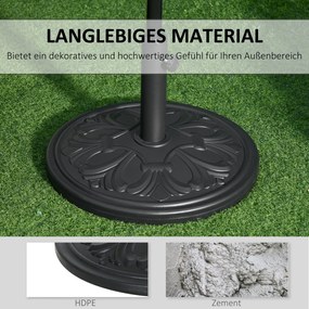 aOutsunny Parasol Stojak Parasol Uchwyt Parasol Podstawa 13 kg Stojak Parasol Ø35/Ø38/Ø48mm Plastik + Cement Antyczny Czarny Ø48 x 34 cm