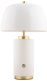 Biała lampa stołowa LED ze ściemniaczem i metalowym kloszem (wysokość 30 cm) Freya – Leitmotiv