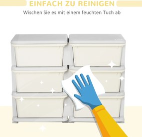HOMCOM Szafka z szufladami dla dzieci, pudełka na przechowywanie z 6 poziomami, meble dla dzieci