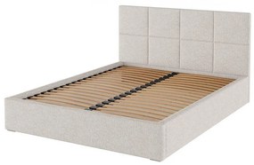 Beżowe tapicerowane łóżko dwuosobowe ze schowkiem i stelażem 160x200 cm Bufo – MESONICA