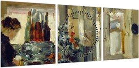 Obraz - Style of Edouard Manet, Bon Bock Cafe, reprodukcje (z zegarem) (90x30 cm)