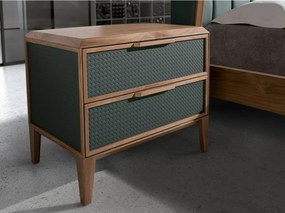 Ciemnozielony stolik nocny z PVC i orzecha włoskiego 7149 ANGEL CERDA