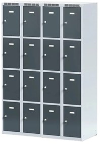 Alfa 3 Szafka skrytkowa S6, 8 schowków, 1800 x 600 x 500 mm, zamek obrotowy, drzwi ciemnoszare