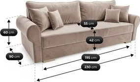 Sofa z Funkcją Spania RELON Beżowa Glamour