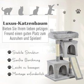 PawHut Drapak dla kota z sizalowymi słupkami Jasnoszary Stabilne drzewko do zabawy i wypoczynku | Aosom PL
