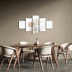 Obraz - Beżowe kwiaty z motylem N⁰1 (125x70 cm)