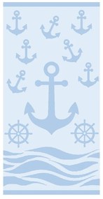 Jasnoniebieski bawełniany ręcznik plażowy frotte 70x140 cm Anchor – B.E.S.