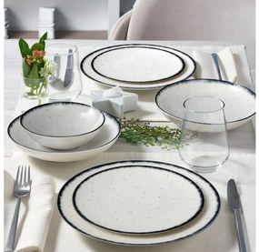 Zestaw obiadowy 24‑częściowy, porcelanowy, biały/czarny