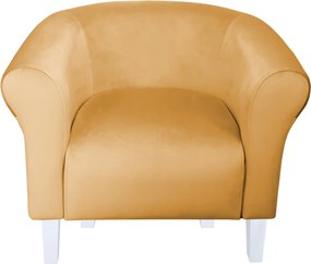 Fotel Milo tkanina Welur wygodny fotel tapicerowany do salonu i sypialni : Kolor nogi - Biała, Kolor tkaniny - VELVET - MG15, Wysokość nogi - 15 cm