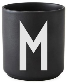 Czarny porcelanowy kubek Design Letters Alphabet M, 250 ml