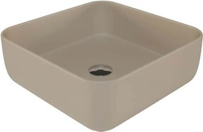 Umywalka ceramiczna nablatowa kwadratowa brązowa bez otworu na baterię 39 x 39 cm ALIZMA z rantem typu Slim