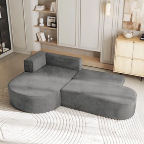Masseno Narożnik CORTIO z funkcją spania i pojemnikiem na pościel Narozniki L, Rozkładana sofa - Szary, MONOLITH 85