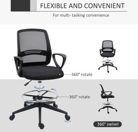 Vinsetto Fotel biurowy ergonomiczny obrotowy z regulacją wysokości czarny nowoczesny design | Aosom PL