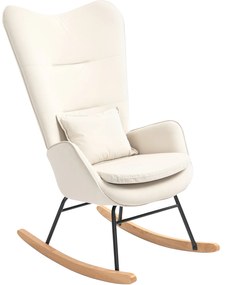 HOMCOM Fotel Bujany w Aksamitnym Wykończeniu z Poduszką Lędźwiową, do 120 kg, 67 x 85 x 112 cm, Kremowobiały