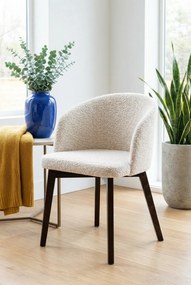 Kremowe pluszowe krzesło kubełkowe R9-R04