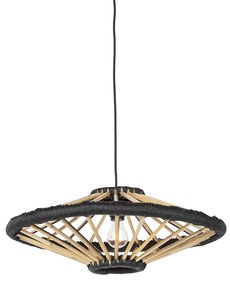 Orientalna lampa wisząca bambusowa z czarnym 60 cm - Evalin