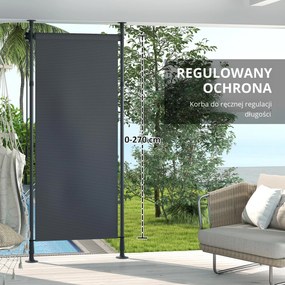 Outsunny Wolnostojąca Markiza, Długość Regulowana, Montaż bez Wiercenia, Rama z Aluminium, 1,2 x 2,2-3,1 m, Ciemnoszary