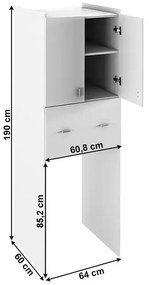 Głęboka szafka nad pralką NATALI TYP 9, biały