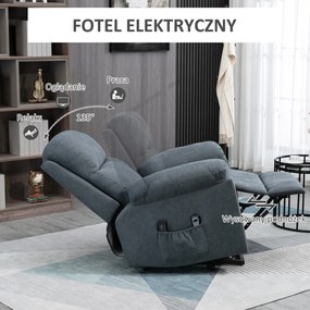 HOMCOM Fotel masujący z funkcją podnoszenia 8 silników wibracyjnych i pilotem szary | Aosom PL