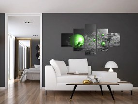 Obraz zielonych abstrakcyjnych kul (125x70 cm)