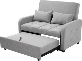 Sofa rozkładana z podłokietnikami i regulowanym oparciem – szary len – do salonów i sypialni