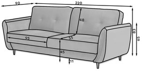 Sofa rozkładana z funkcją spania BELLIS VELVET granatowa ELTAP