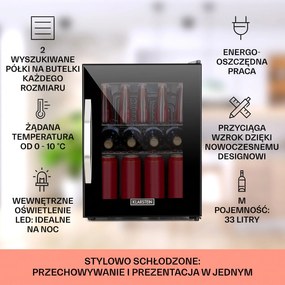 Klarstein Beersafe Reflect 55cm 33L Lodówka na Napoje Czarny