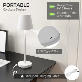 HOMCOM Lampa stołowa, regulowana, 1000 LM, Średnica 11,2x36,5 cm, Biała