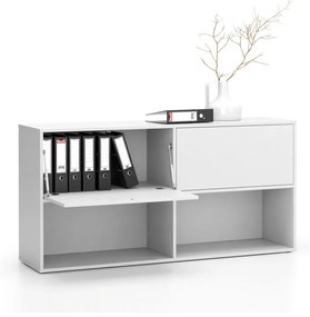 Regał biurowy LAYERS, długi, 2 schowki, 1582 x 400 x 777, biały