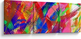 Obraz - Kolorowa abstrakcja (z zegarem) (90x30 cm)
