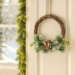 Dekoracja na drzwi z szyszką i gałązkami, Ø 25 cm