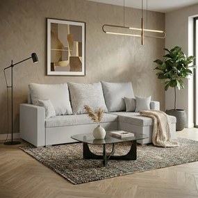 Narożnik z funkcją spania MADRIT Srebrny/Biały