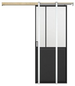 Drzwi przesuwne industrialne chowane w ścianie - Czarny i szkło hartowane - wys. 205 x szer. 73 cm - ARTISTO II