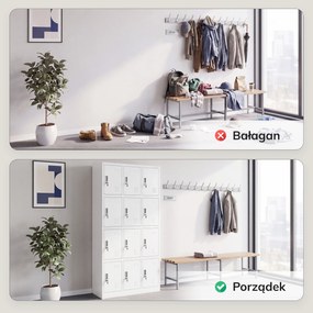 Szafka skrytkowa socjalna BHP biała: MARCIN, 900 x 1850 x 400 mm