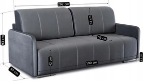 Sofa Rozkładana z Funkcją Spania IBIZA Dwuosobowa Szara Nowoczesna do Salonu