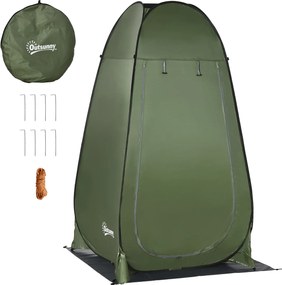 Outsunny Namiot prysznicowy i toaletowy z funkcją przenośności - idealny na kemping, przebieralnia, przenośne WC - zielony, 126 x 124 x 189 cm