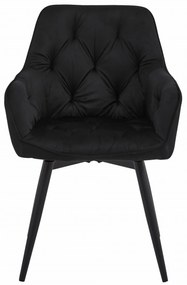Obrotowe krzesło jadalniane JORK360 VELVET, czarne