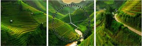 Obraz - Tarasy ryżowe Mu Cang Chai (z zegarem) (90x30 cm)