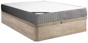 Zestaw 140 x 190 cm stelaż z jasną naturalną skrzynią + materac o grub. 30 cm z pianką HR i wierzchnią warstwą lateksu - MALINO marki YSMÉE