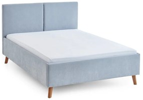 Jasnoniebieskie tapicerowane łóżko dwuosobowe ze stelażem 140x200 cm Piano – Meise Möbel